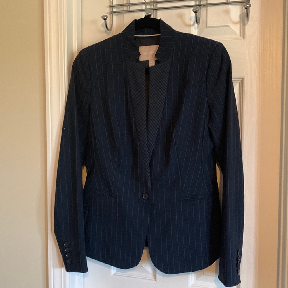 Banana Republic Pinstripe Single Button Blue Blazer